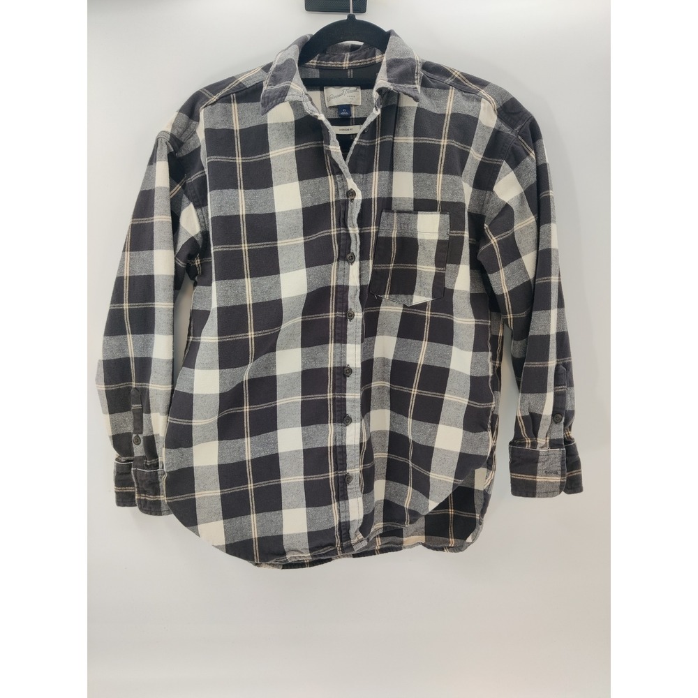 Universal Thread Black White Plaid Flannel Oversized Button‎ Down XS VN1973122
